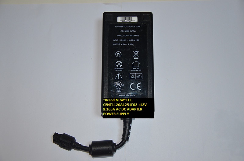 *Brand NEW*I.T.E. CENT1120A1251F02 +12V 9.165A AC DC ADAPTER POWER SUPPLY